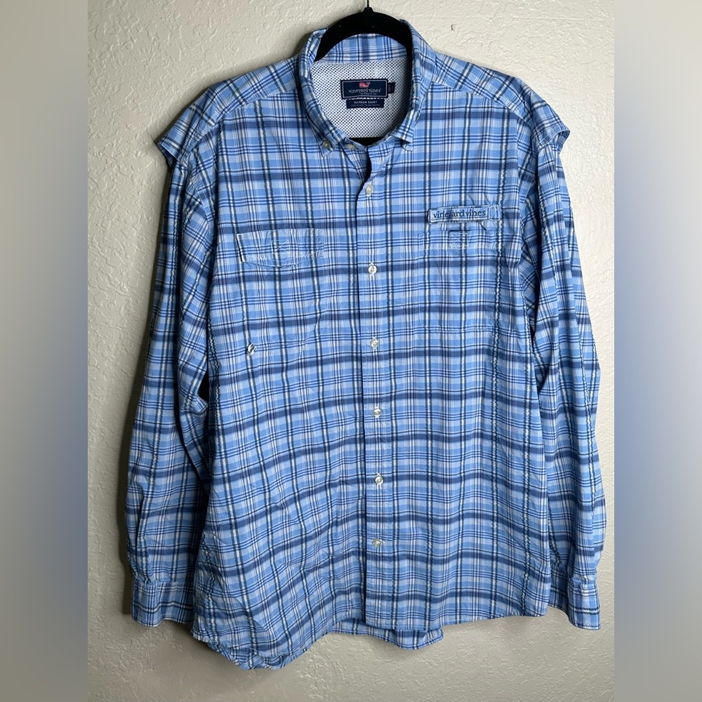 Vineyard Vines Men's Light Blue Checkered Shirt
